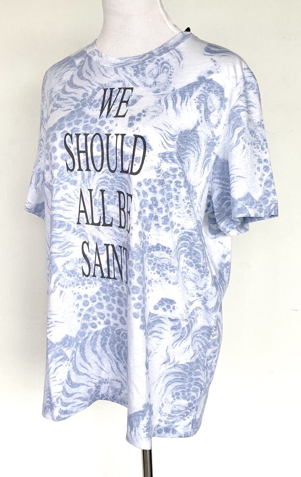 AllSaints Reverse Boyfriend Tee NWT Retails $69 Price $49.50 Size L Blue White