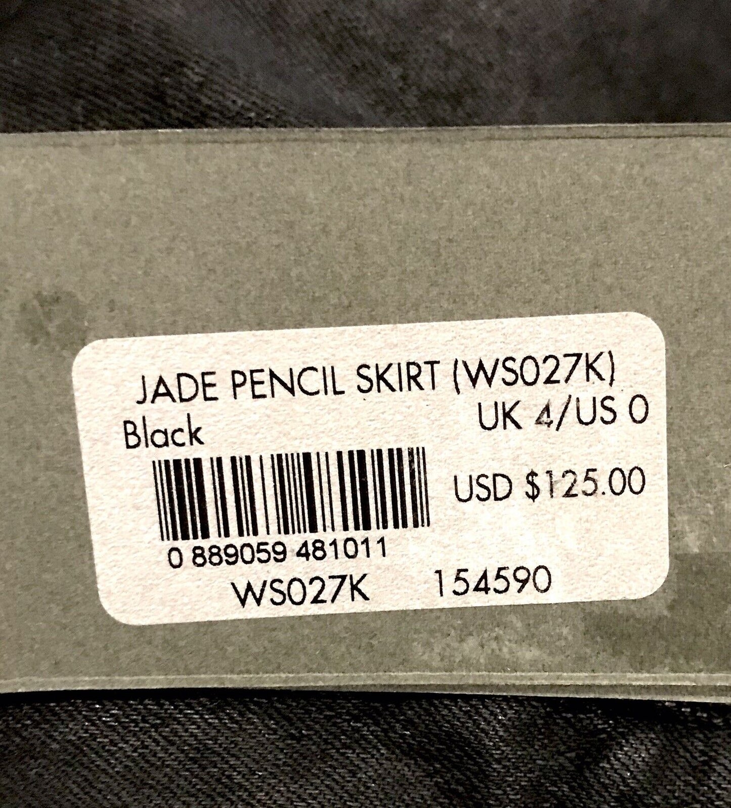 AllSaints Black Jade ZIP Pencil Skirt NWT Size 0 Retails $125 Price $69 NWT