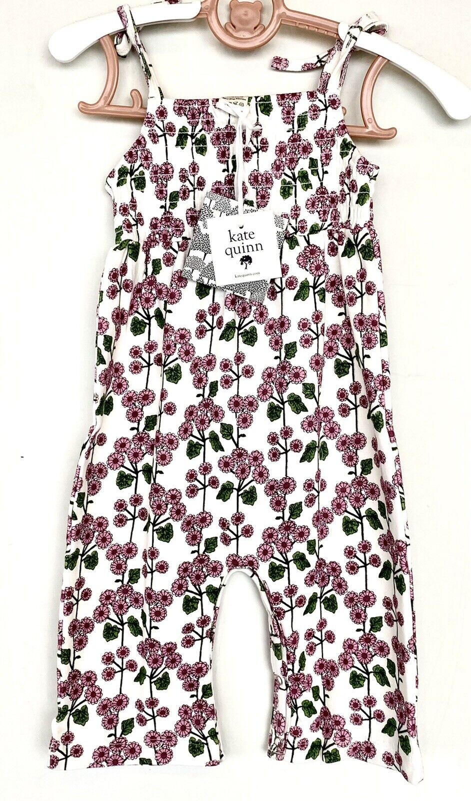 Kate Quinn Soft 100% Organic Cotton Jumpsuit Retail $40 Price $26 3-6 M Smocked