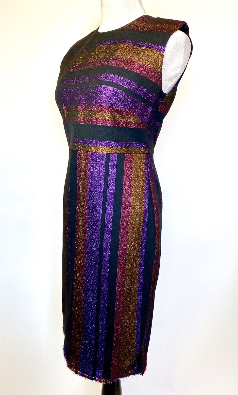 Diane Von Furstenberg Metallic Stripe Dress. NWT Retail $548  Price $198 Size 6