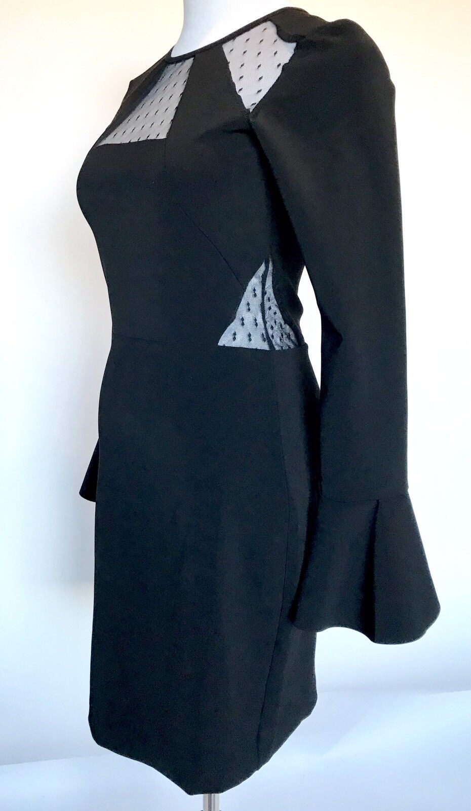Parker Black Fitted Dress Net Cutouts. NWT Size S. Retails $325 Price $149