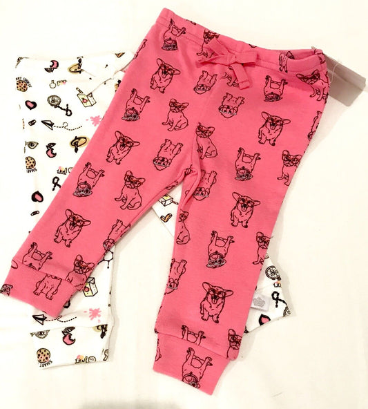 Rosie Pope 2 Set Baby Girl Puppy Leggings  Size 3-6 Months. NWT Price $12