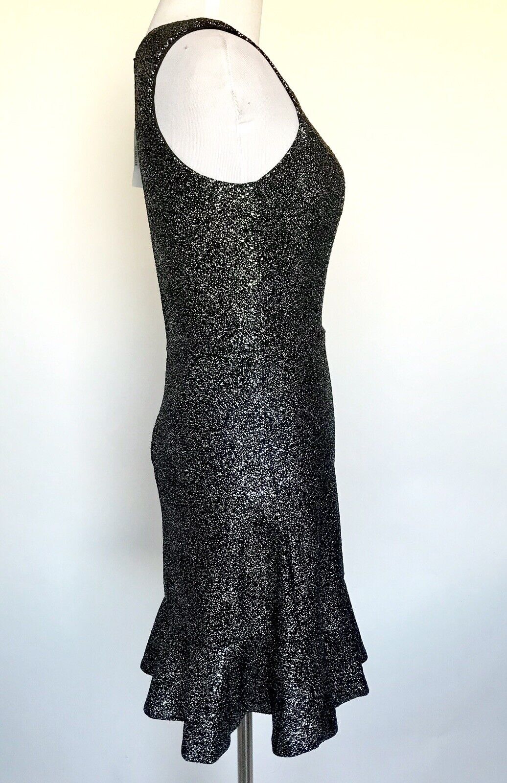 Aqua NWT Dress Metallic Silver & Black Stretch Dress XS/ S Retail $88 Price $42