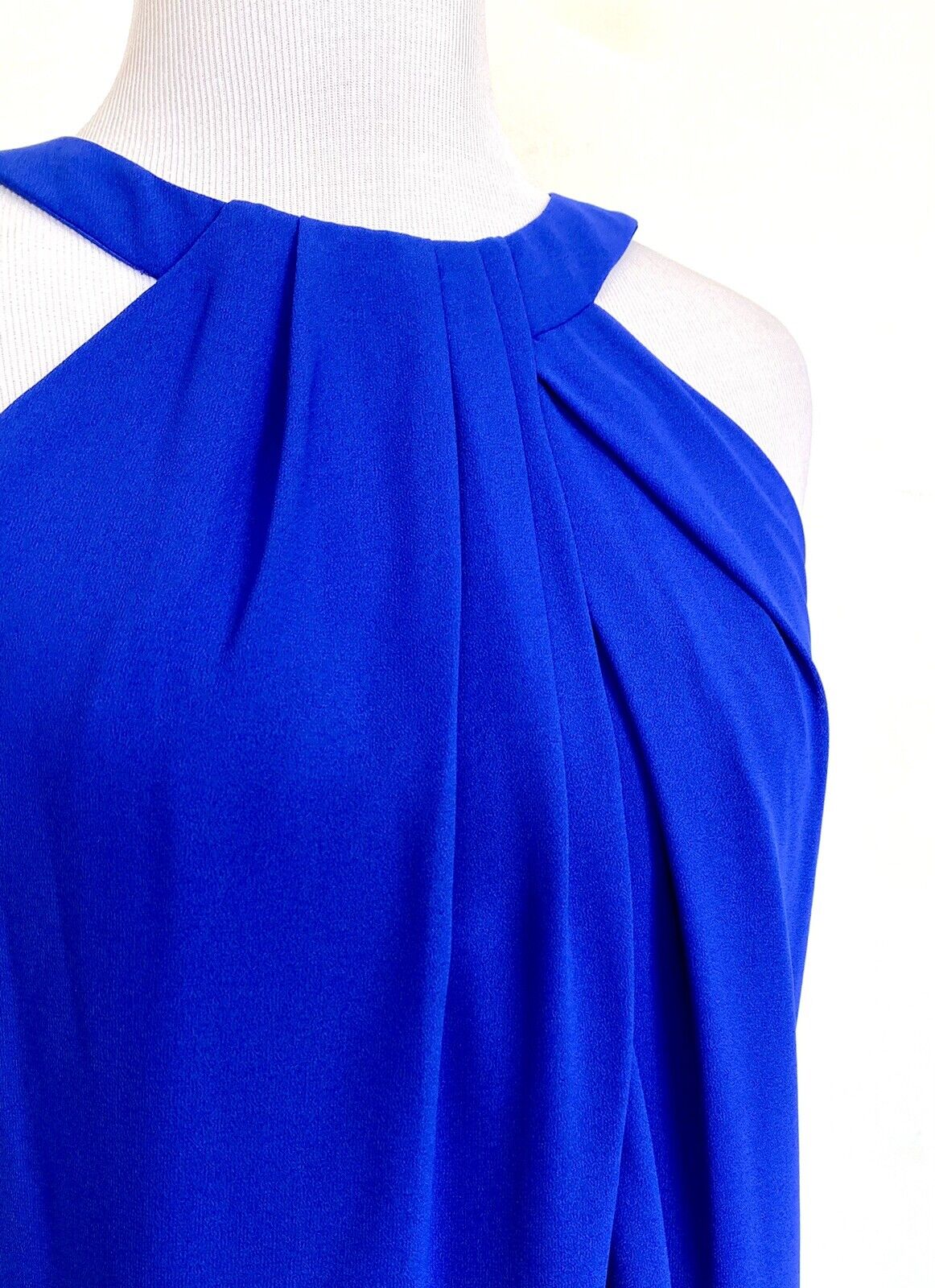 Badgley Mischka cobalt Blue drape neck dress. Retails $365 Price $98 NWT Size 10
