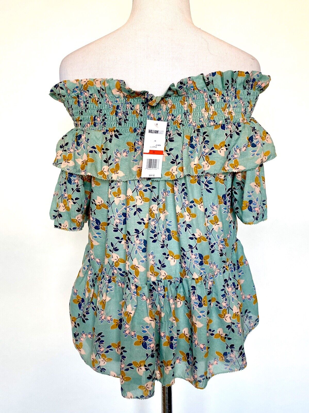 Green Off Shoulder Blouse XS Retails $69.50 Price $22 NWT