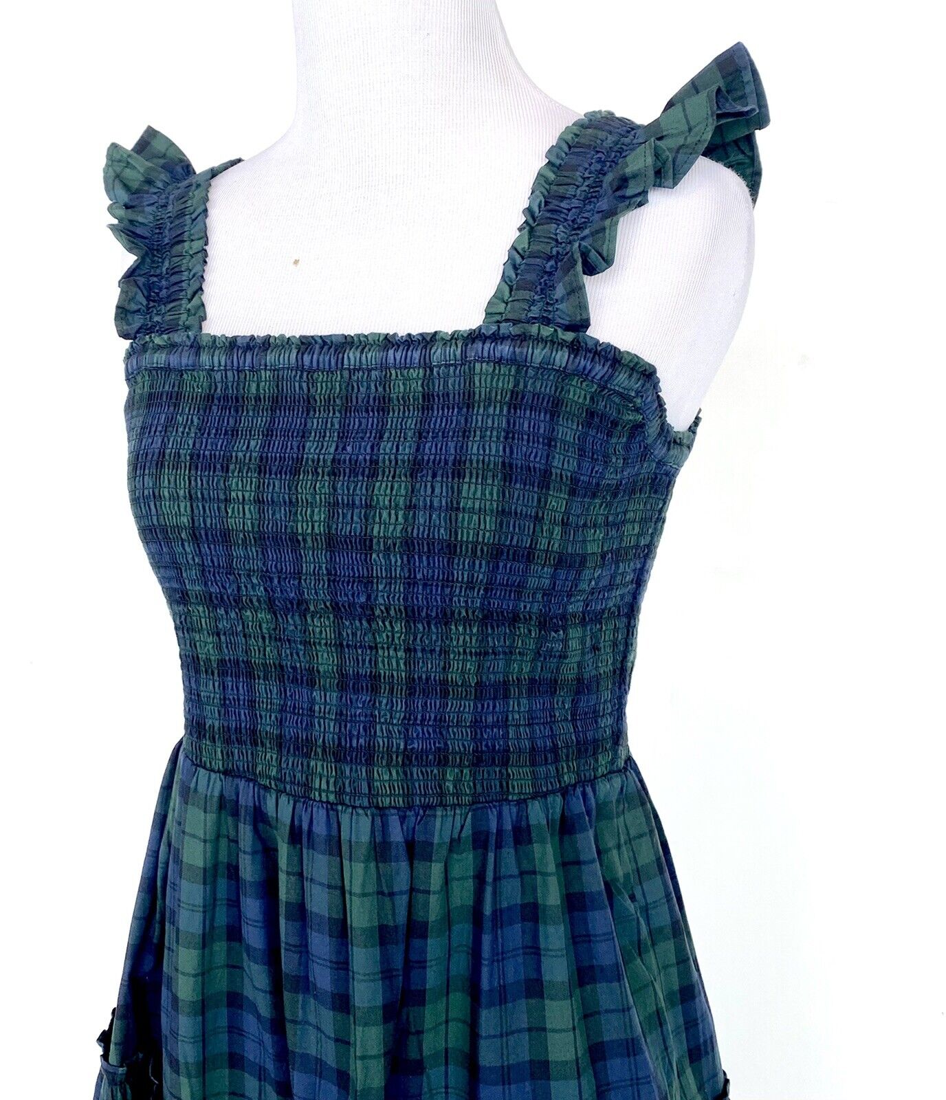 J.Crew Tartan Plaid Smocked Bodice Size XS Retail $128 Price $69 Cotton Poplin