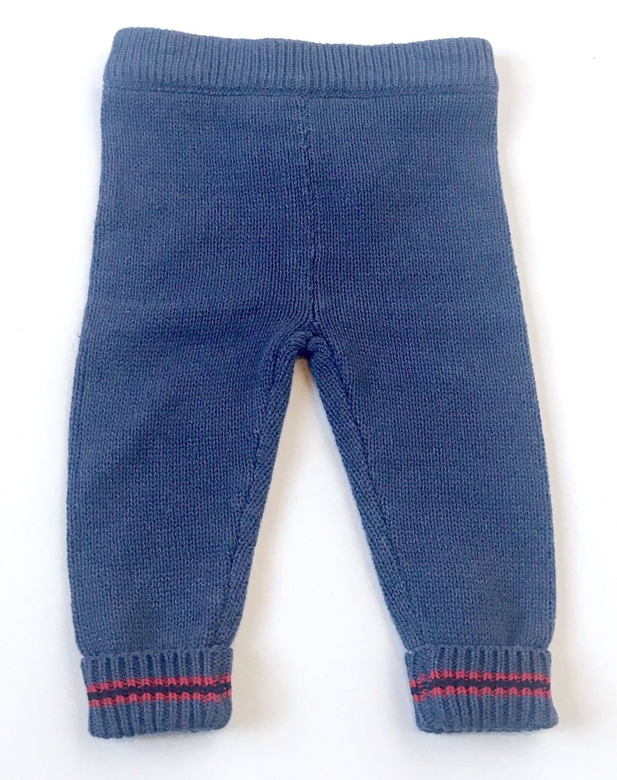 Joe Fresh Baby Blue Knitted Leggings With Red Leg Stripe. Price $14 Age 6-12 M