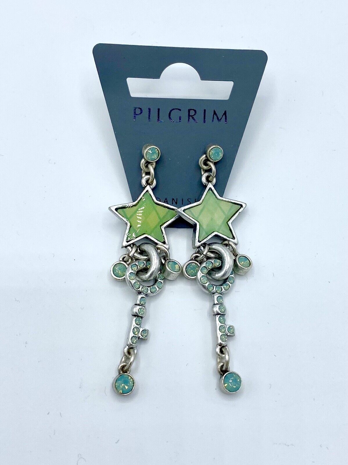 Pilgrim Jewelry Swarovski Crystal green Sterling silver Plated Star Earrings $16