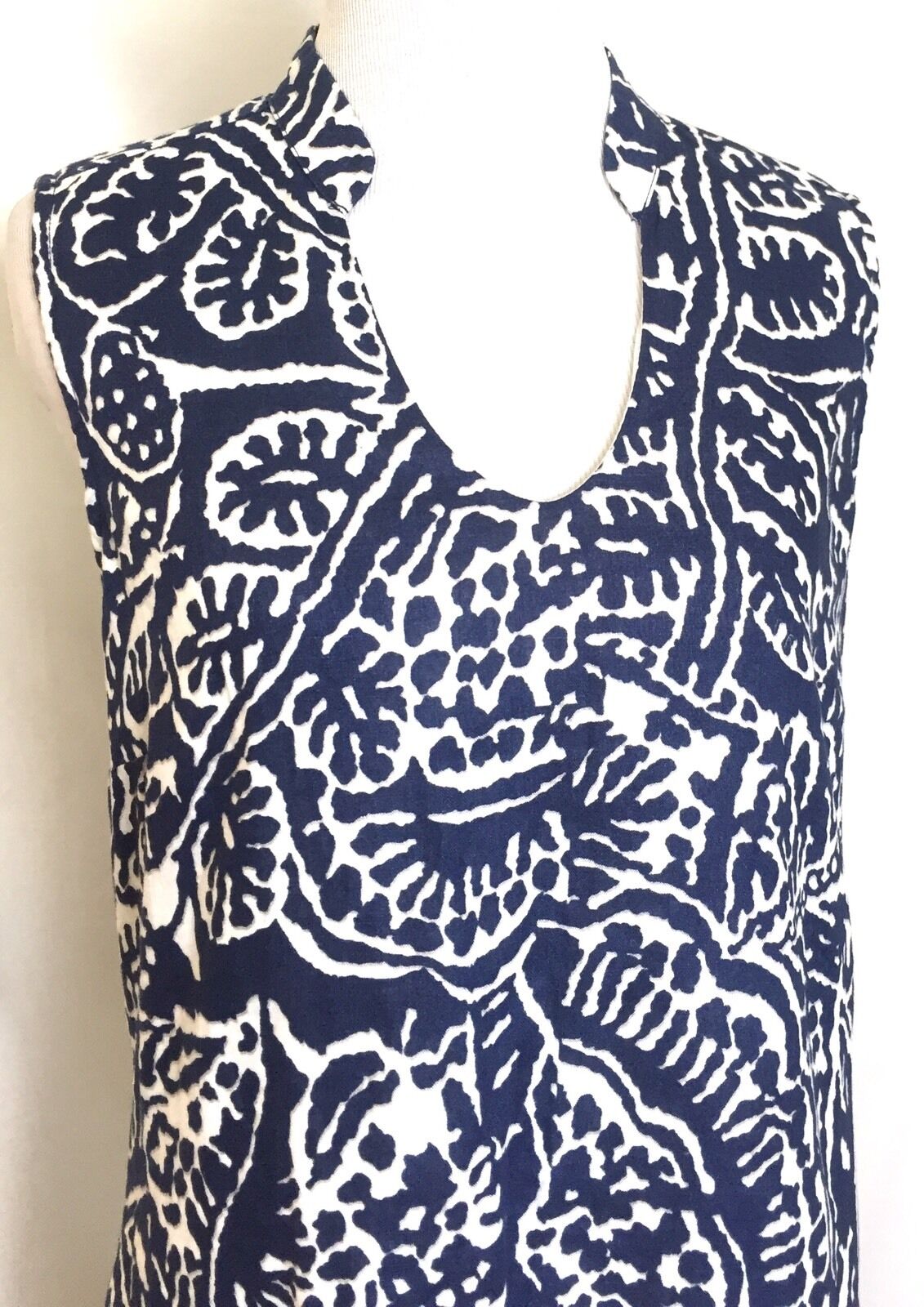 Nic + Zoe Blue & White Soft Linen Dress. NWT Petite M Retail $198 Price $58