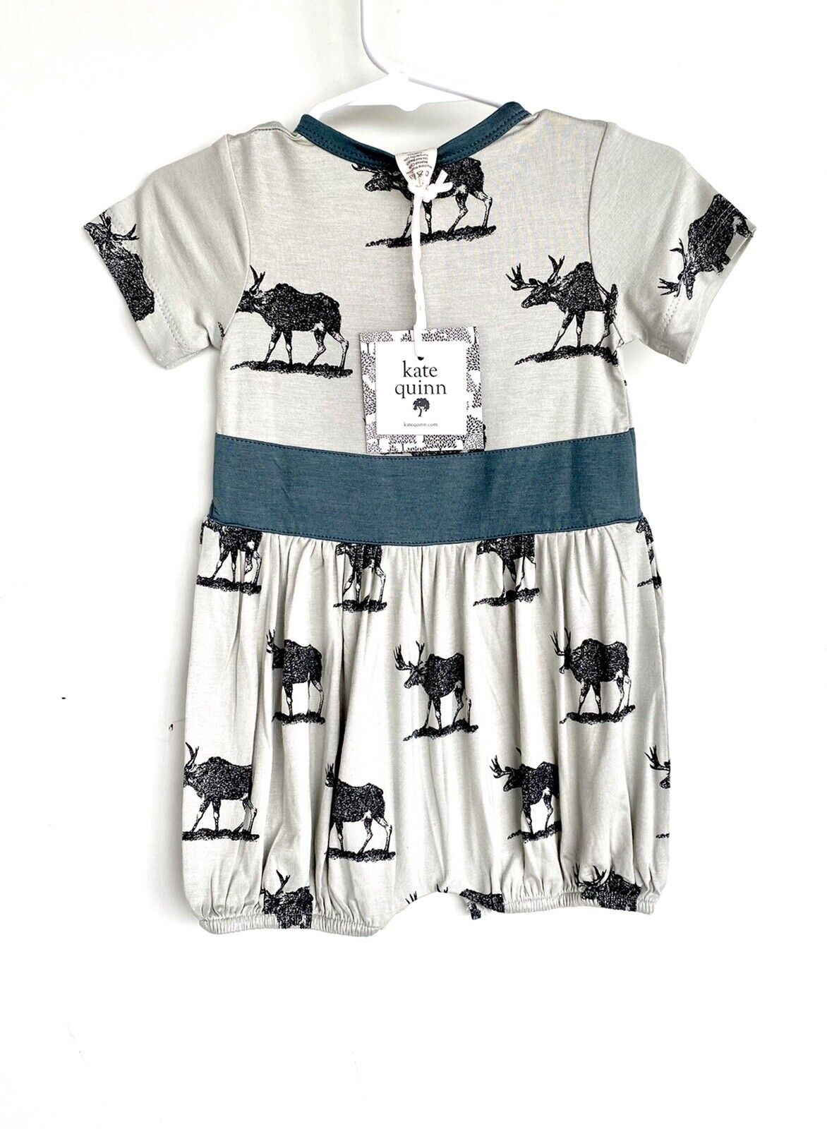 Kate Quinn Bamboo bubble Romper Retail $40 Price $28 12-18 M Moose Blue Gray
