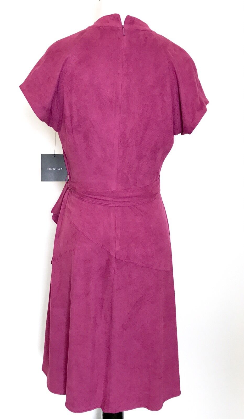 Ellen Tracy Faux Suede Dark Pink Wrap Dress. NWT Size 2 Retail $128 Price $39