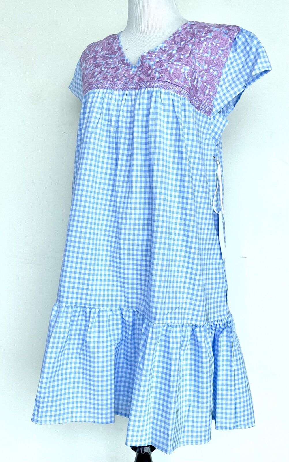 NWT J Marie embroidered blue Gingham Dress size XS Retail $114 Price $65 Blue
