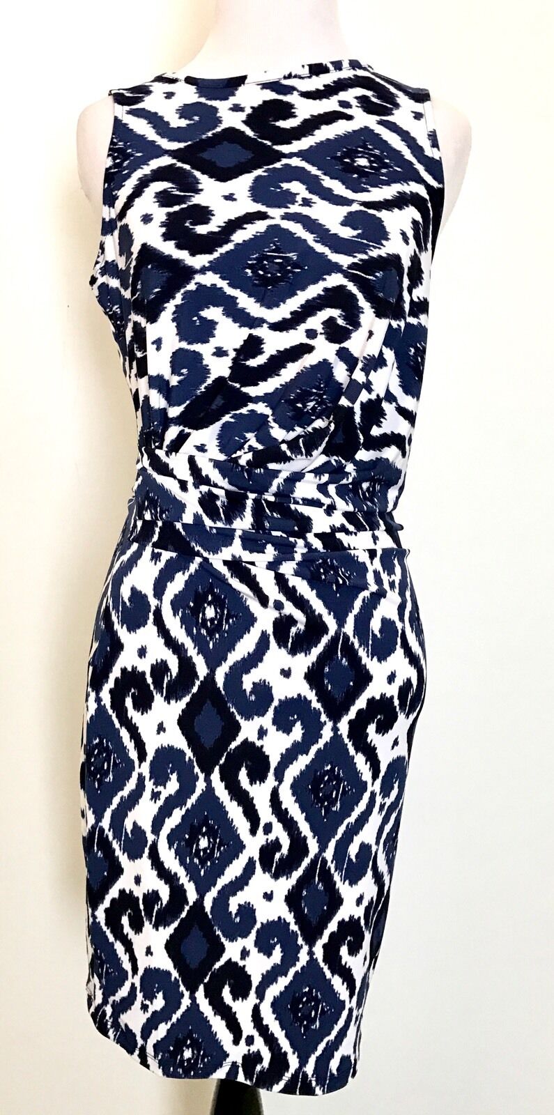 Michael Kors Blue And White Side Drape Dress. NWT Retail $130 Price $66 Size XS