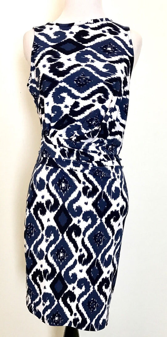 Michael Kors Blue And White Side Drape Dress. NWT Retail $130 Price $66 Size XS