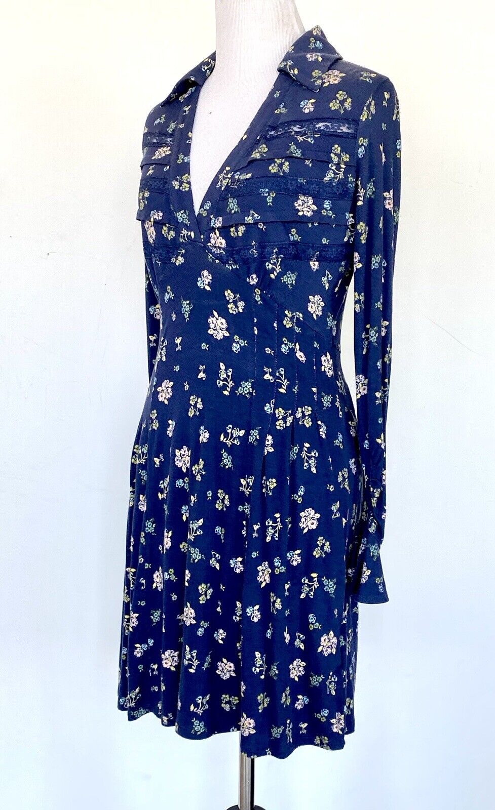 Free People Floral Collared Dress Sz XS Retail $128 Price $76.80 NWT Stretch