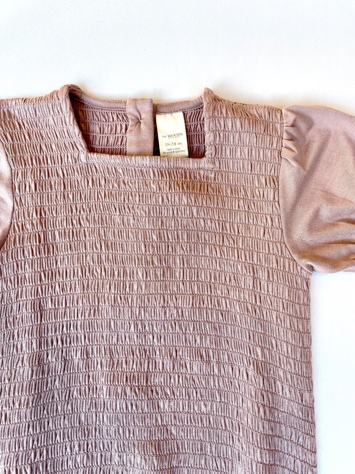 Kate Quinn Soft Modal Smocked Bodysuit Retail $36Price $26 18-24M Rose
