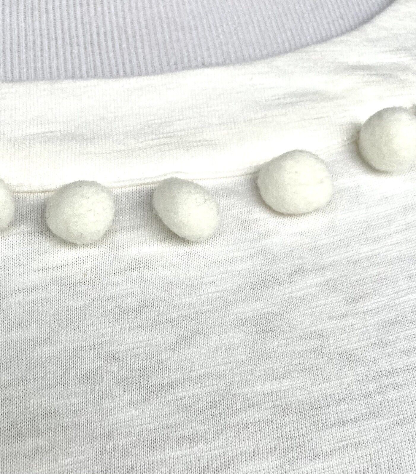 Boden Ivory PomPom Edge Rosemary Jersey Top Retail $70 Price $48 NWT Size 2