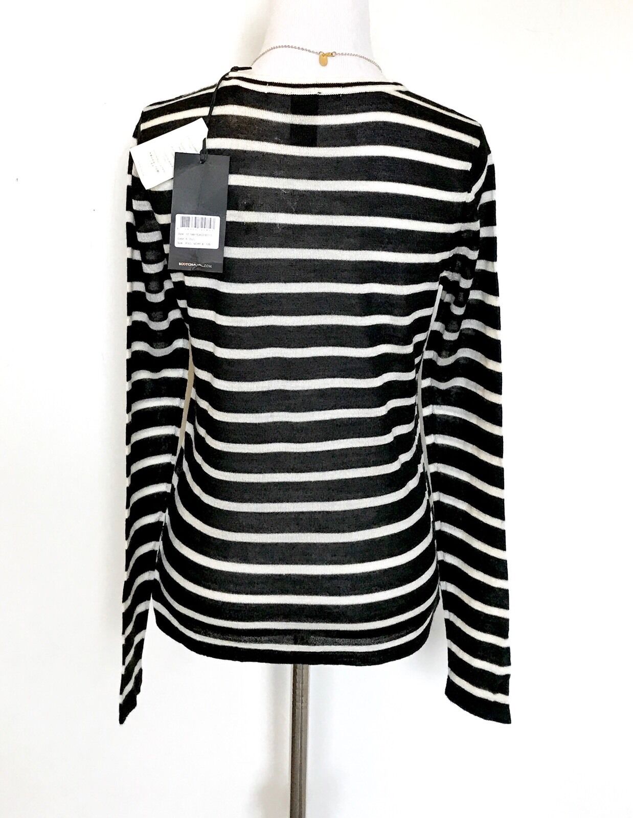 Scotch & Soda Black Stripe Sweater & Necklace  NWT Retail $109 Price $50 Sz XS