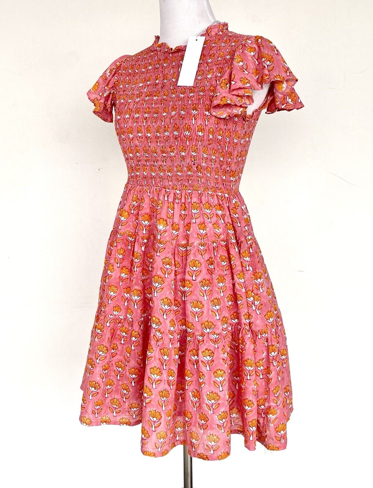 J Marie Elena Smocked Ruched Tiered Dress size S Retail $158 Price $70 NWT