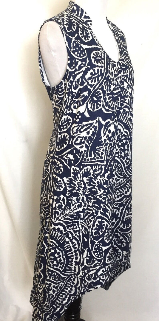 Nic + Zoe Blue & White Soft Linen Dress. NWT Petite M Retail $198 Price $58