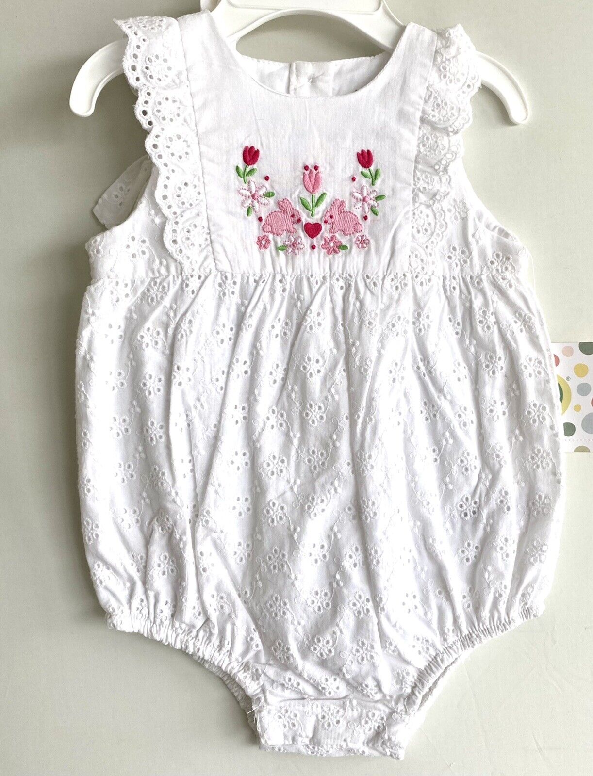Little Me 2 Pc Eyelet Bunny Bubble Romper & Headband 12M NWT Retail 32 Price $22