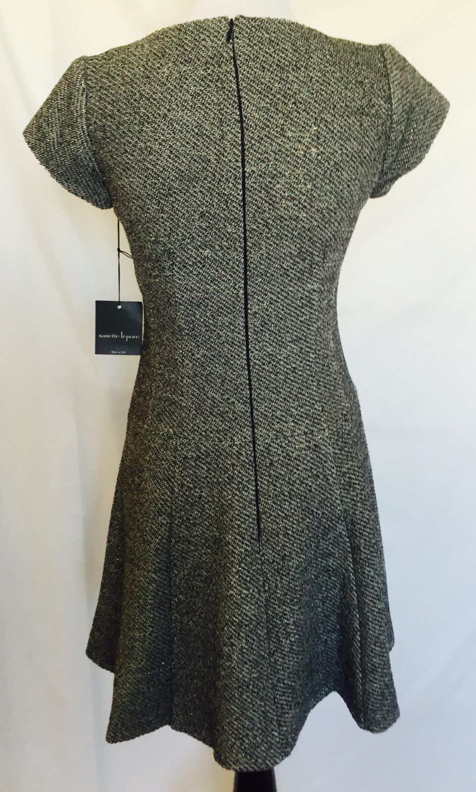 Nanette Lepore Gray Tweed Fitted  Dress NWT Size 0 Retail $478 Price $125