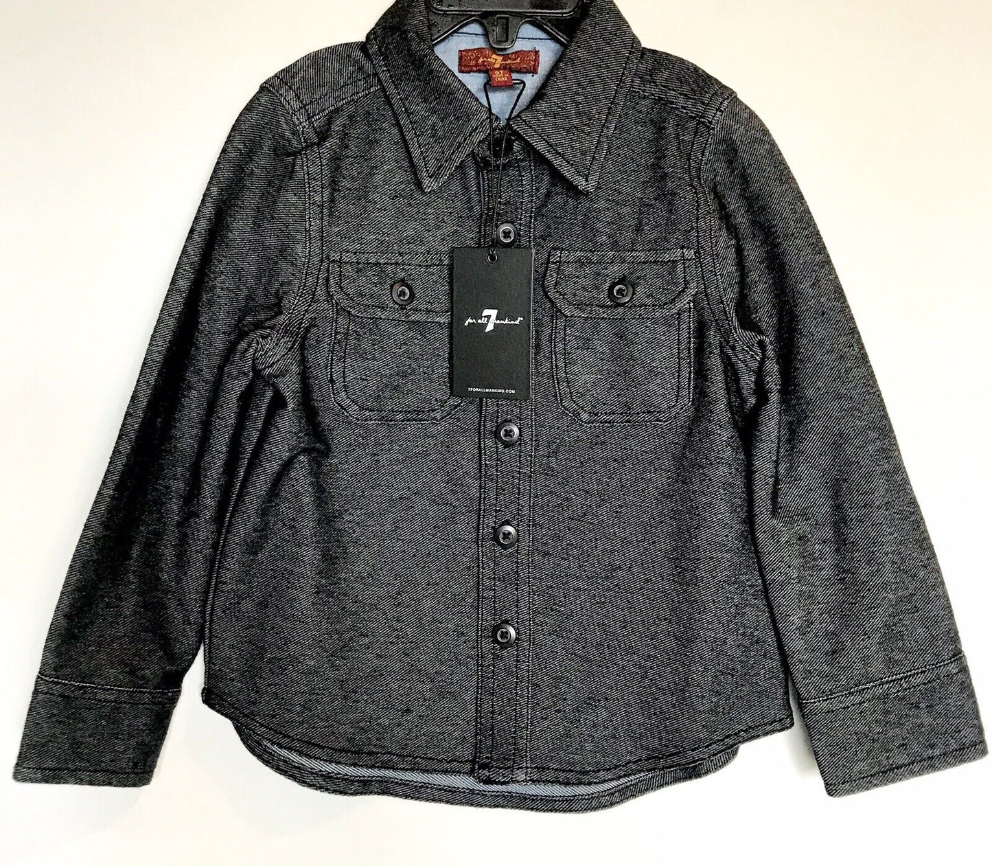 7 For All Mankind Boys Button Up Black Shirt 3T NWT Retail $50 Price $22
