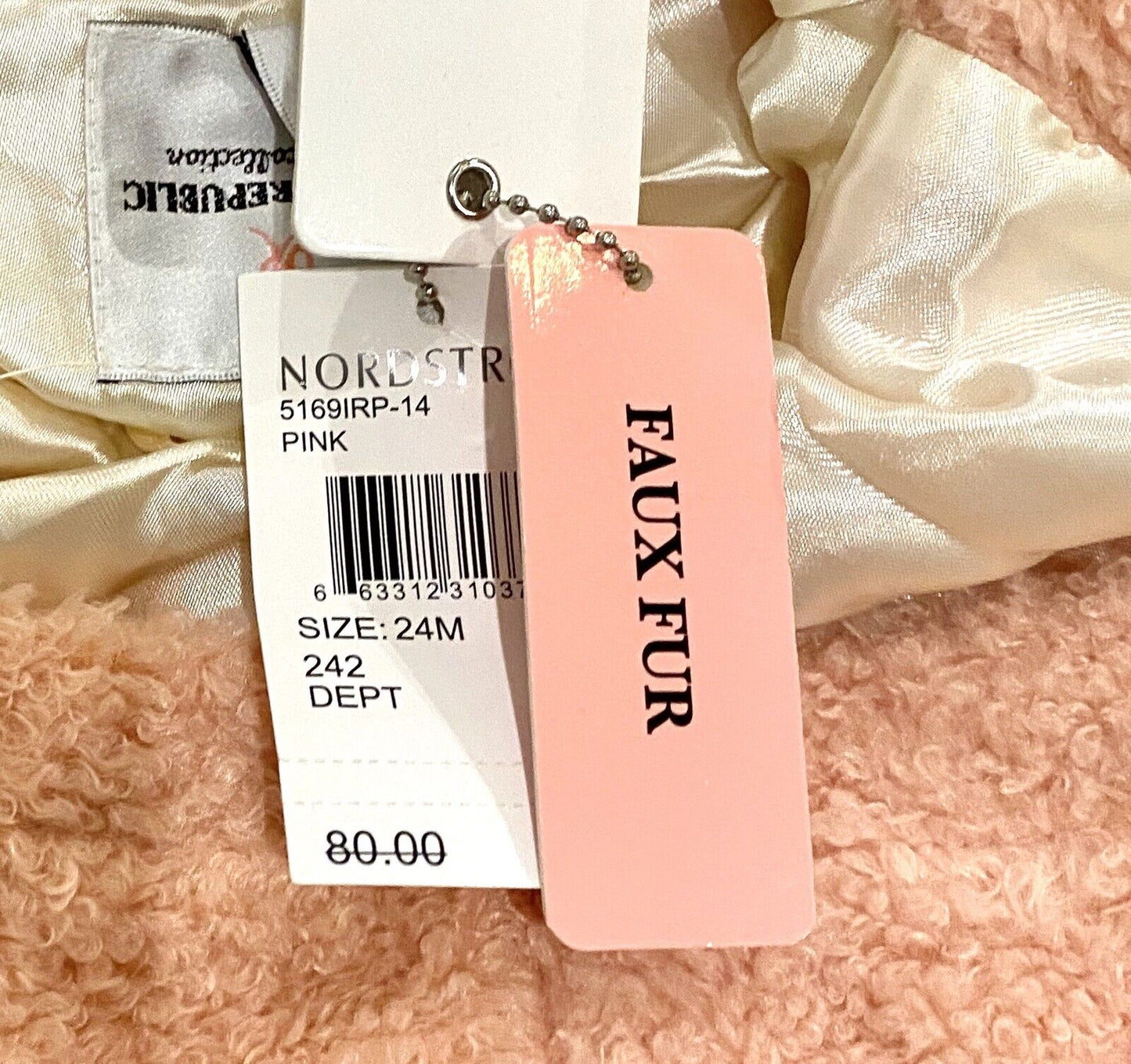 Urban Republic Faux Fur Jacket  Retail $80 Price $38 NWT 24 M.