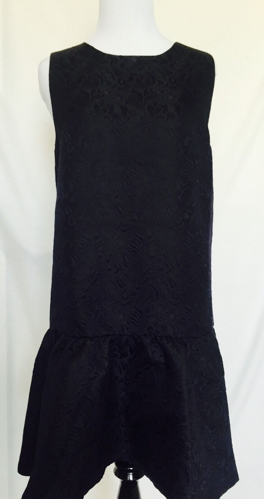SALE Tavi Clothing Dark Blue Damask Dress. Ruffle Hem Size M $22