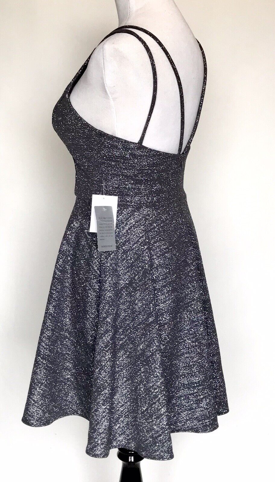 Xscape Glitter Gray Skater Dress Tulle Under Size 6  Retails $188 Price $68 NWT