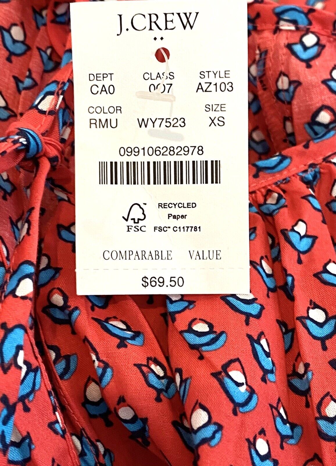 J Crew Cotton Raglan Popover Blouse NWT Retail $69.50 Price $39 Size XS