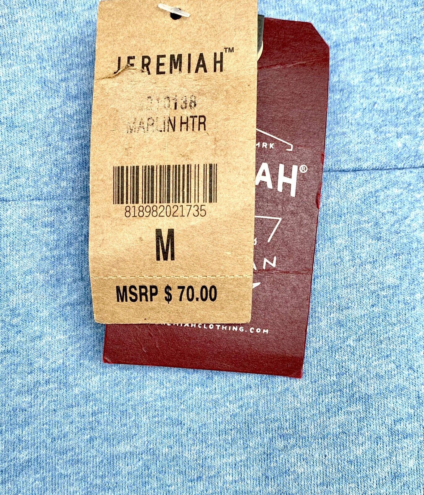 Jeremiah mens blue Henley Tee Retails $70 price $49 Medium NEW