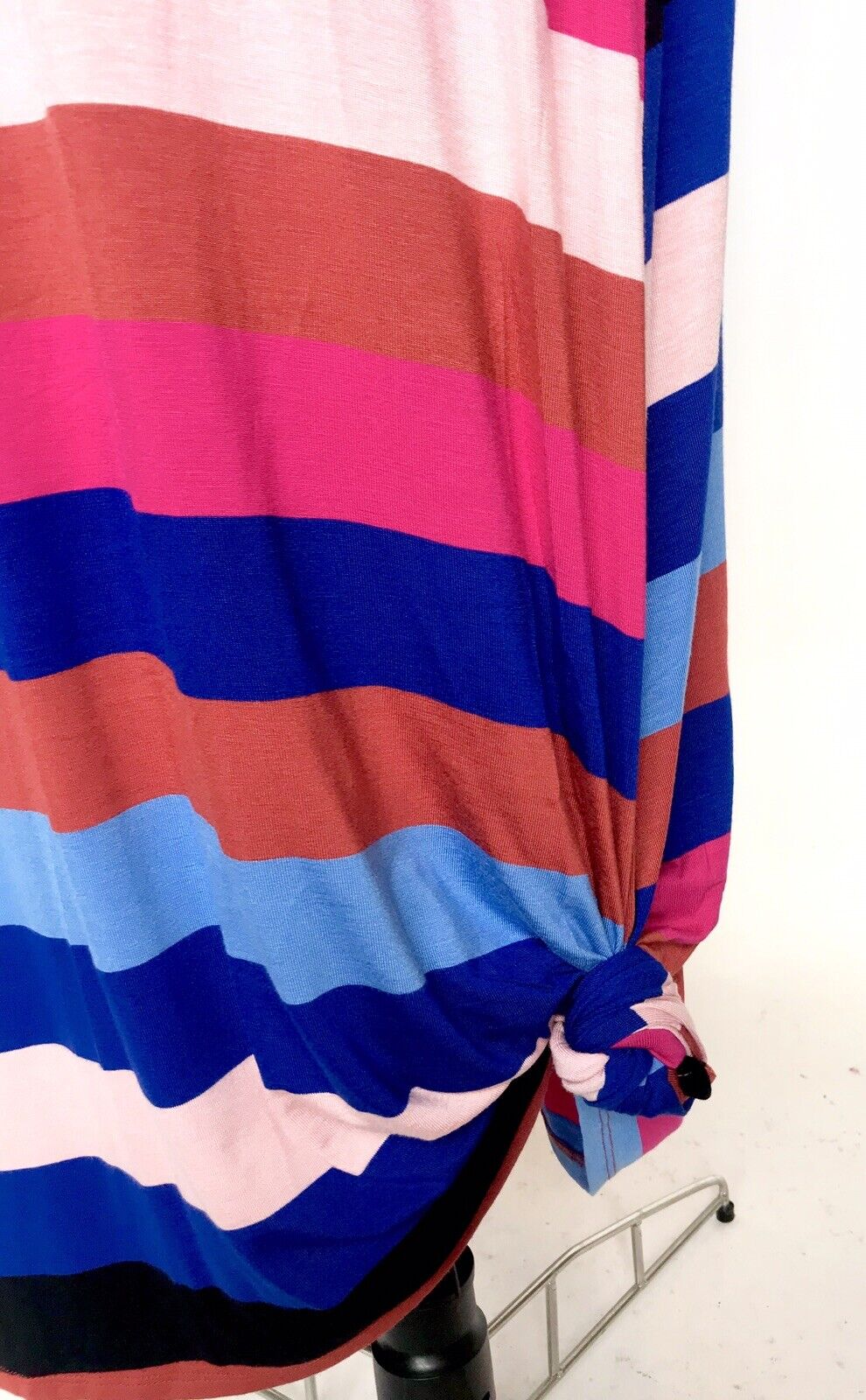 Spense Stripe Stretch Knot Hem Dress. Size L NWT Price $43