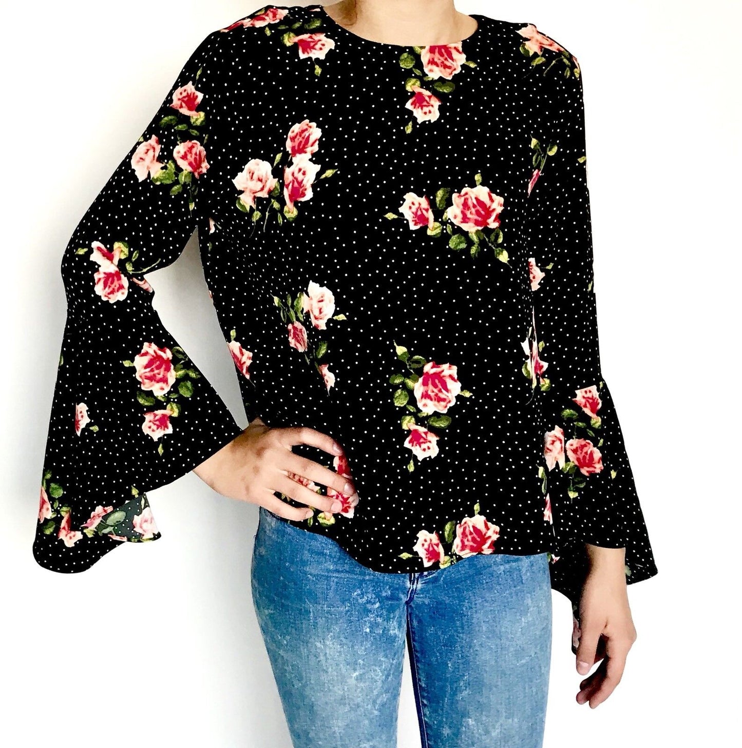Catherine Malandrino Mini Dot Roses Top . NWT Size S Retail $68 Price $34