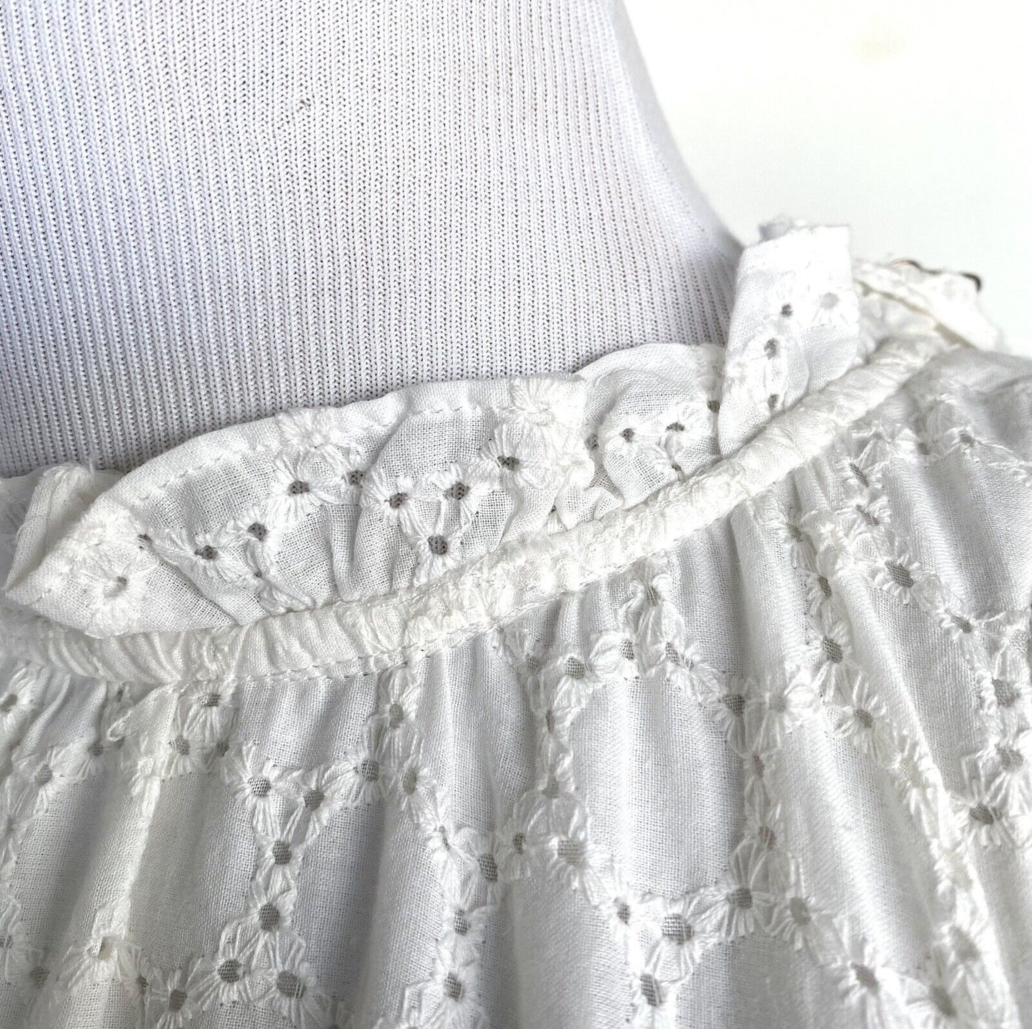 Olivaceous Ivory White Eyelet Embroidered Dress S Retails $98 Price $68