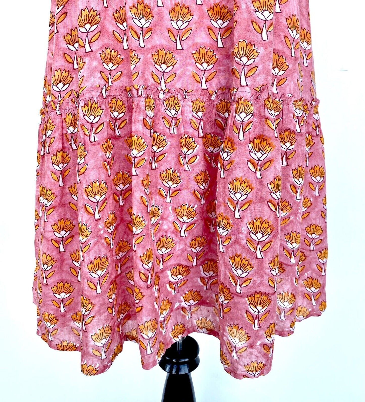 J Marie Elena ruffle tier dress size S Retail $140 Price $70 pink orange