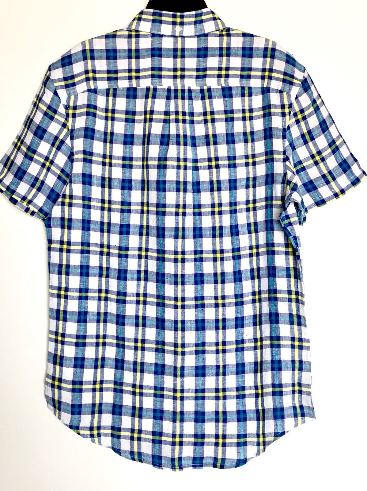 NWT Penguin Mens Sz Small Slim Fit SS Shirt Retail $79 Price $45 Plaid Linen
