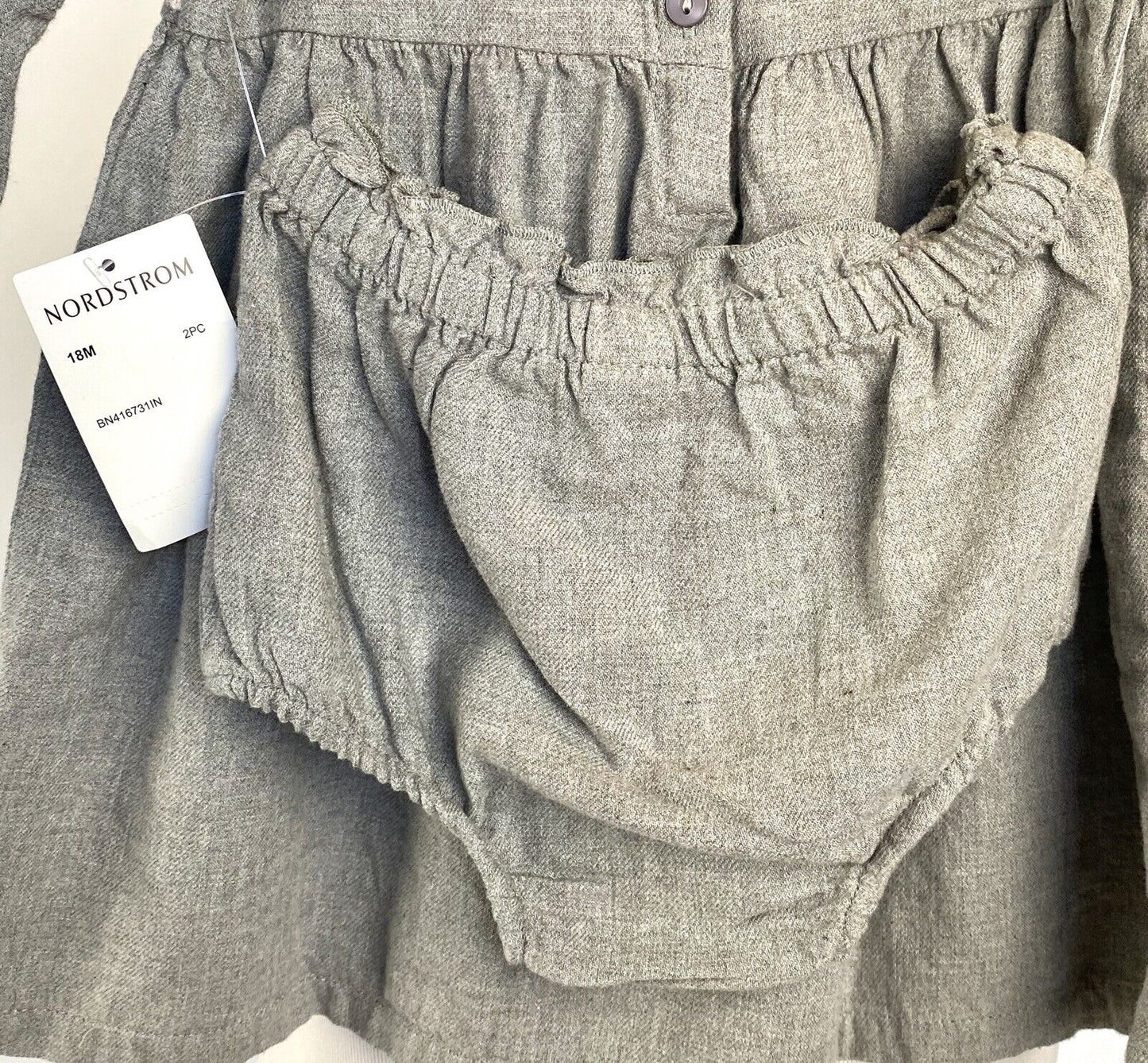 Tucker + Tate Grey Embroidered 2pc Dress & Panties Retail $45 Price $26 NWT 18 M