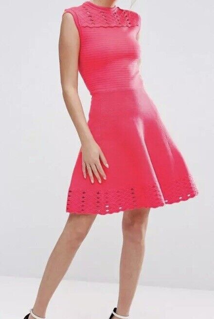 Ted Baker Zaralie Jacquard Panel Skater Dress 3(US 8) Retail $279 Price $132 NWT