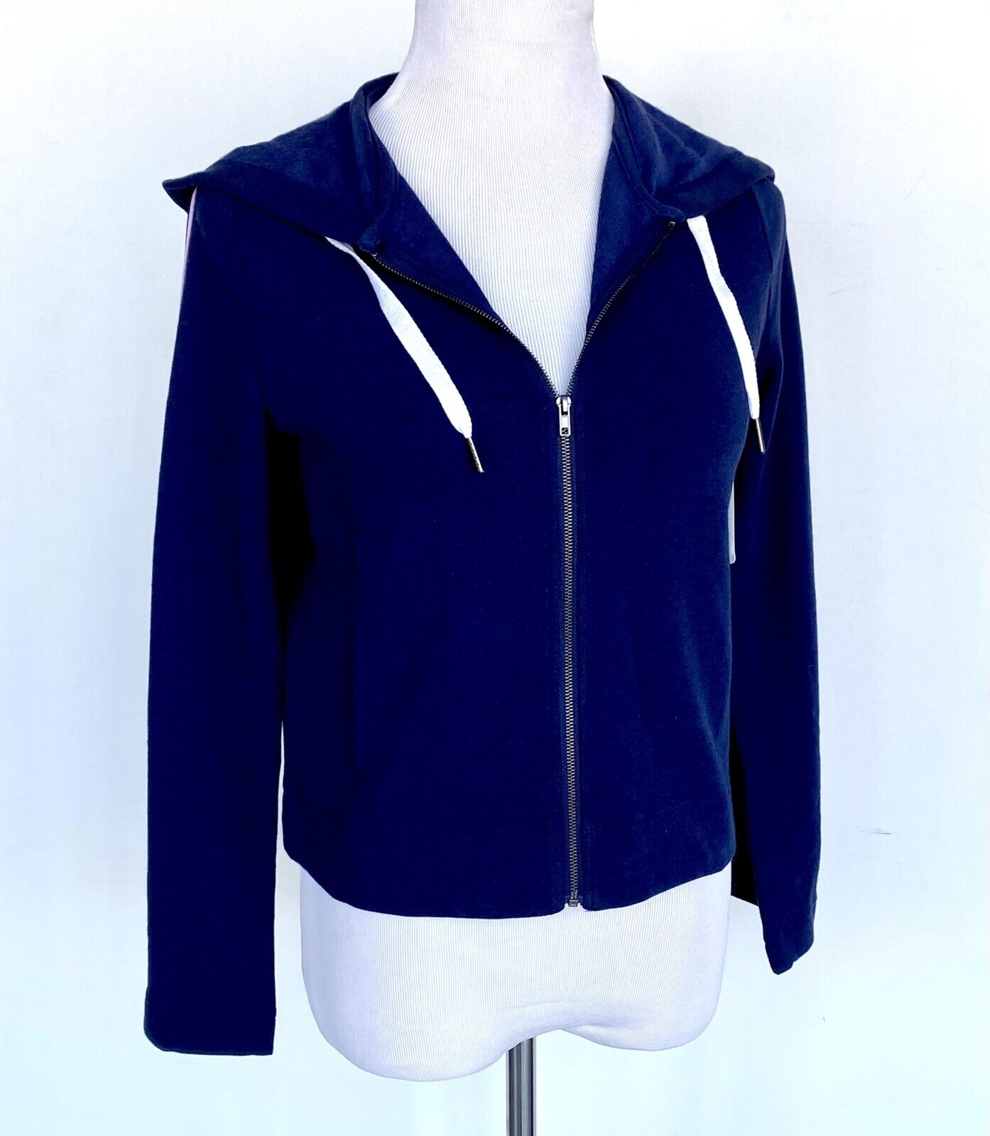 Splendid Hoodie Zip Jacket Navy Bell Sleeve With Stripes Retail $88 Price $39 XS