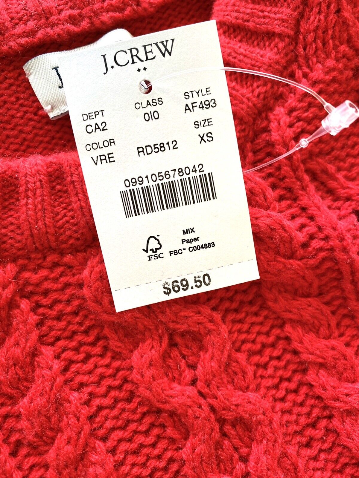 J Crew Lamb Wool Mix Cable Sweater. NWT Retail $69.50 Price $59.50 Size XS