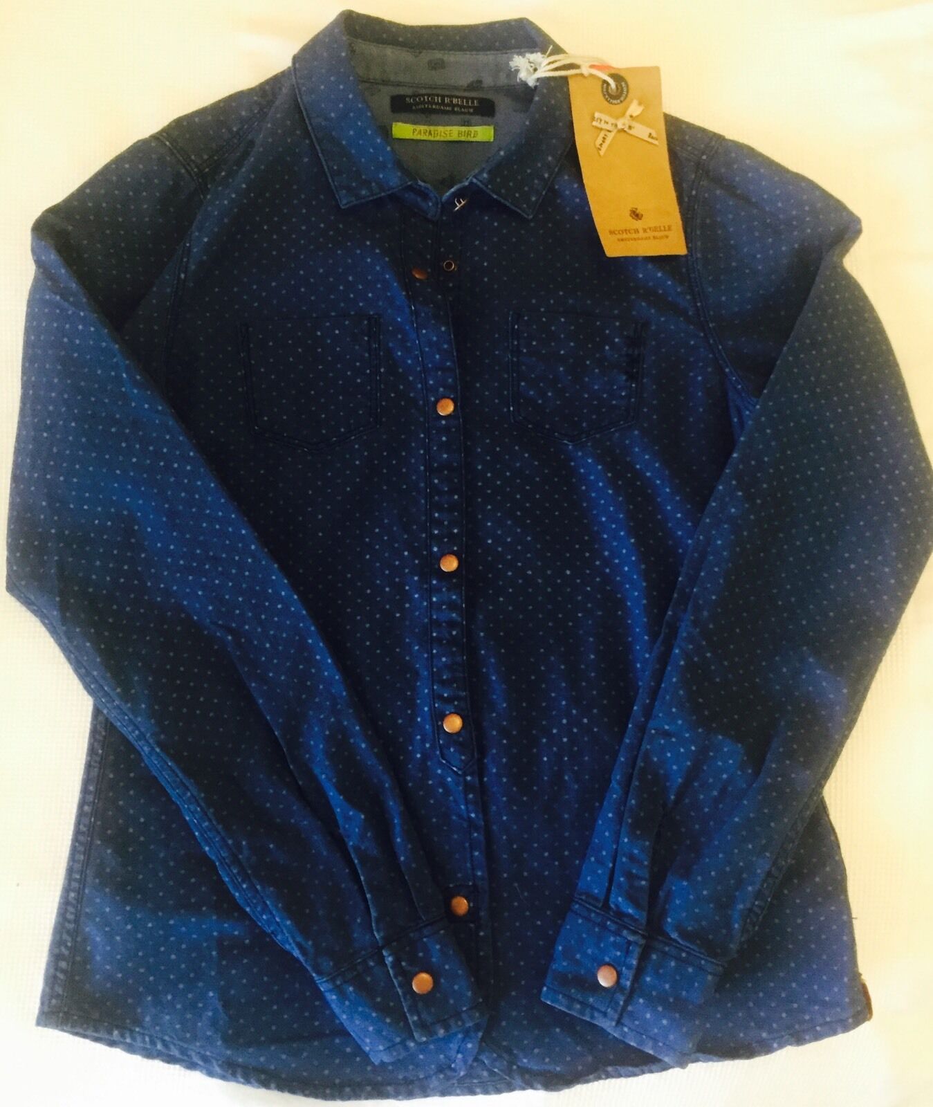 Scotch R'Belle Girls Indigo Blue Shirt. NWT Age 10 Retails $99 Price $34