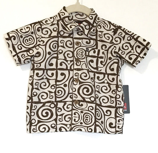 Quicksilver Cream & Brown Short Sleeve Shirt NWT Retail $32 Price $19 12 M