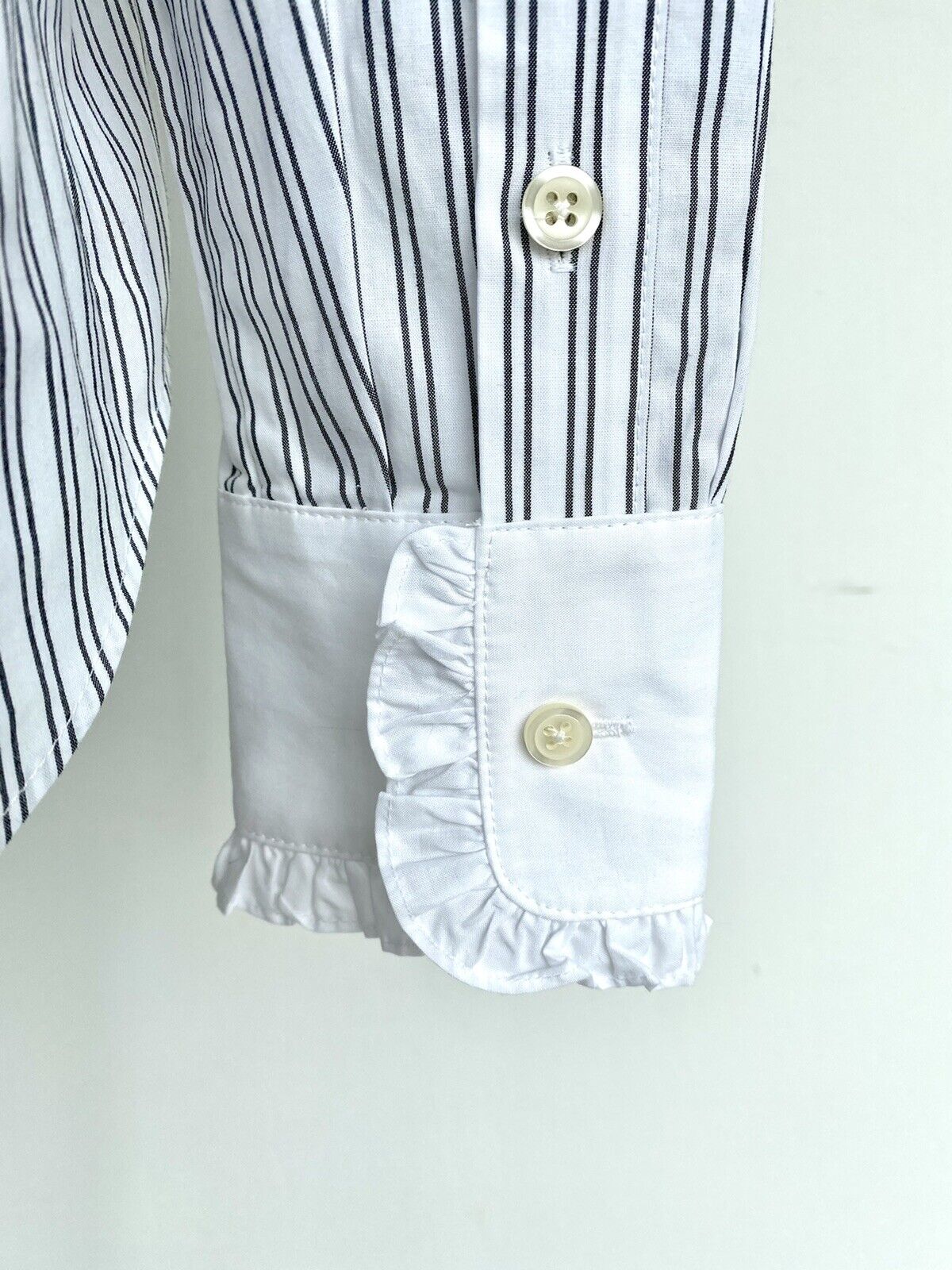 Kate Spade Embroidered Stripe Ruffle Shirt Retail $168 Price $69 Size XS NWT