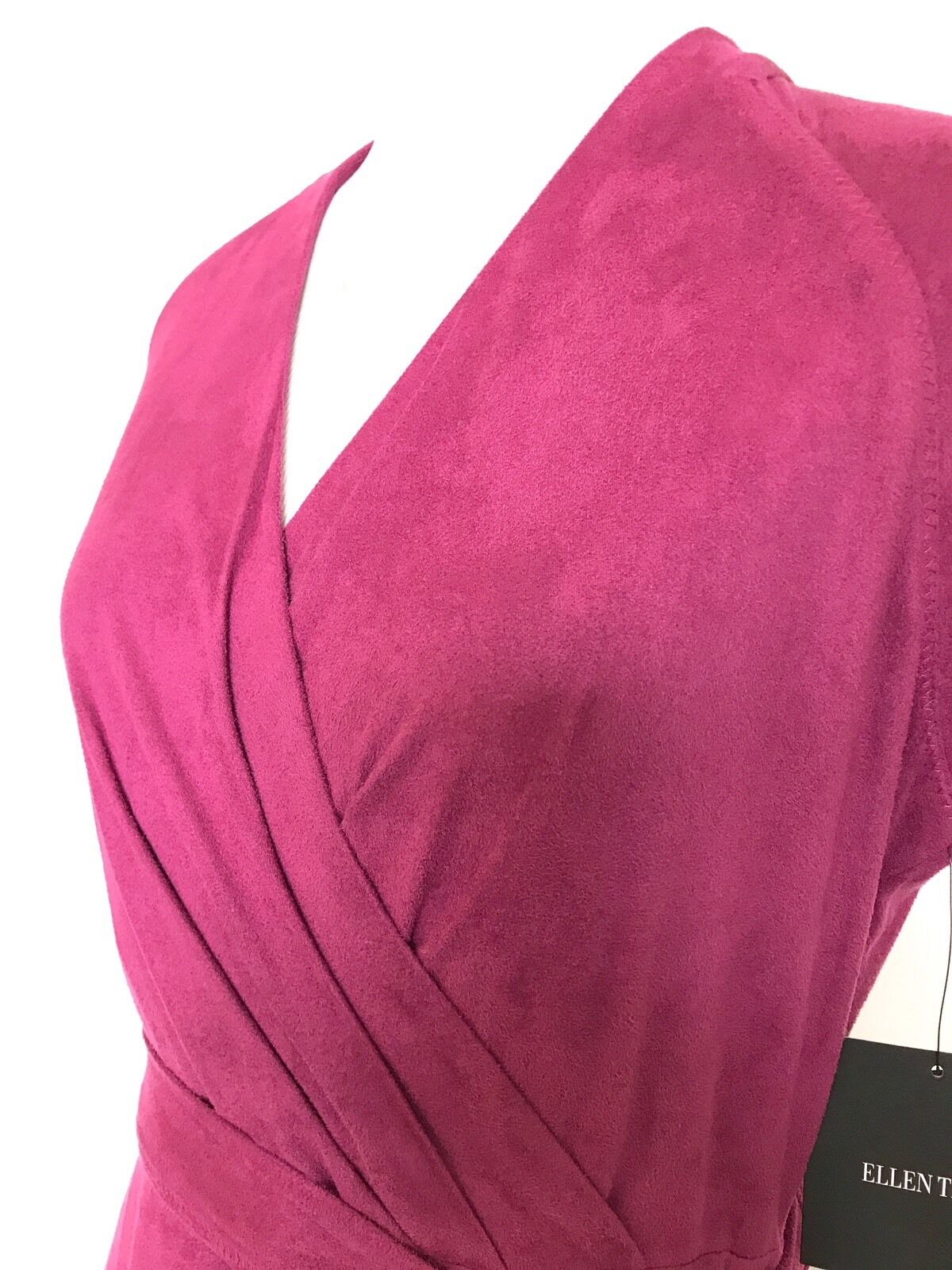 Ellen Tracy Faux Suede Dark Pink Wrap Dress. NWT Size 2 Retail $128 Price $39