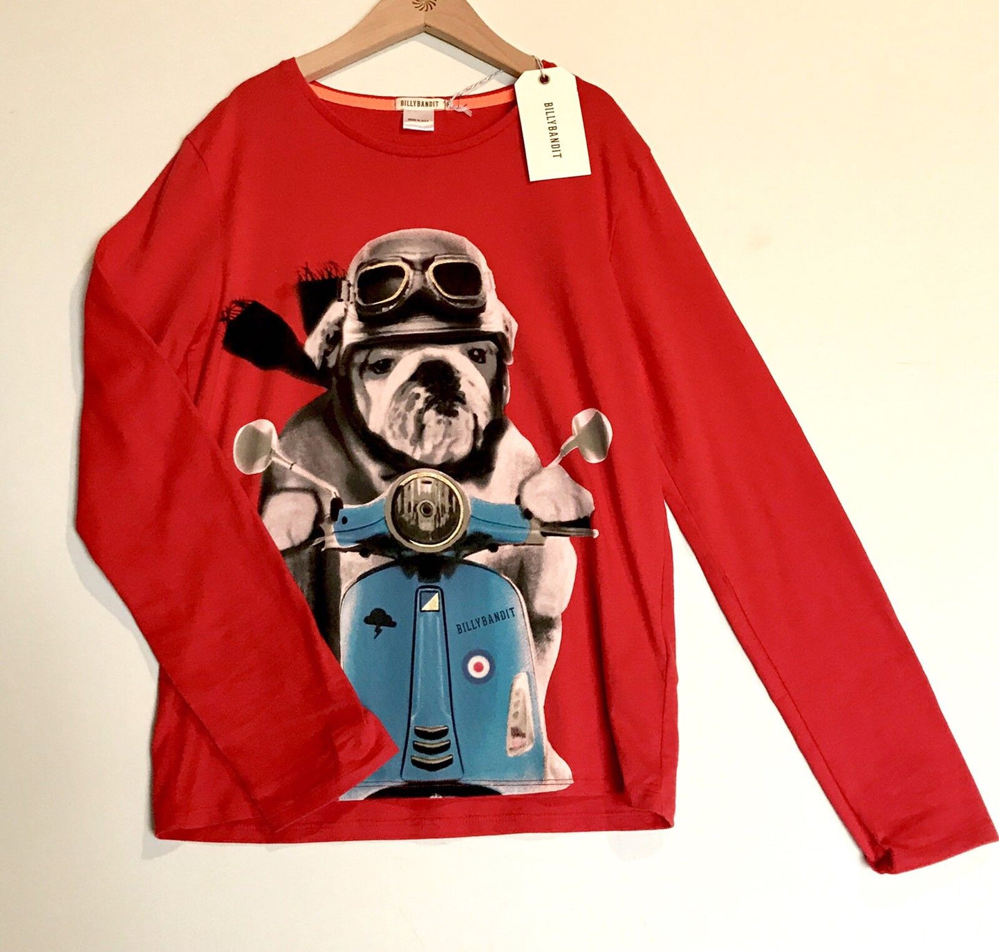 Billy Bandit Pug On Moped Red LS Top. Retails $56 Price $39 Age 12 NWT