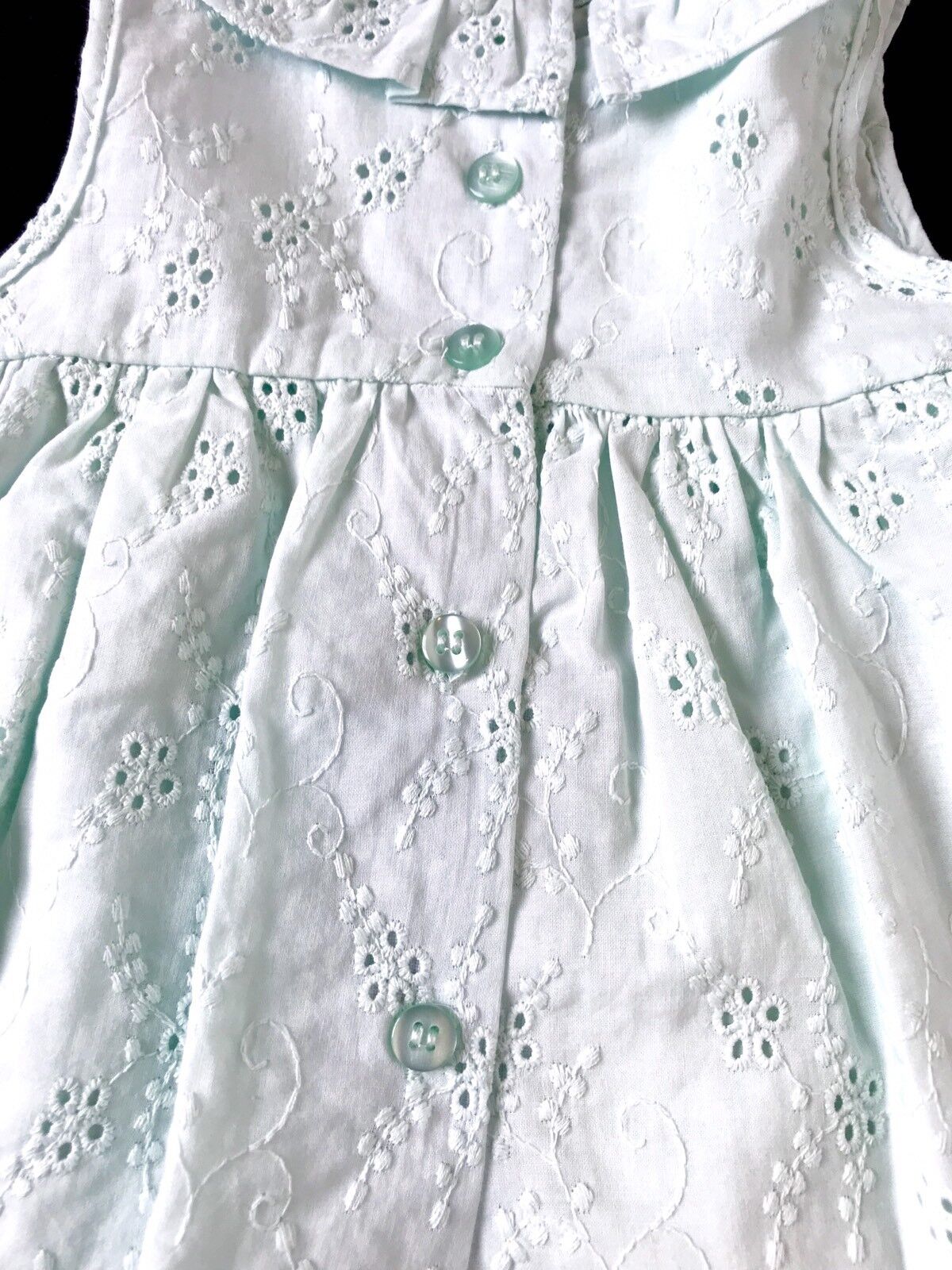 Little Me 2 Pc Mint Sunsuit Dress. Eyelet Smocking. 6 M NWTRetail $36  Price $22