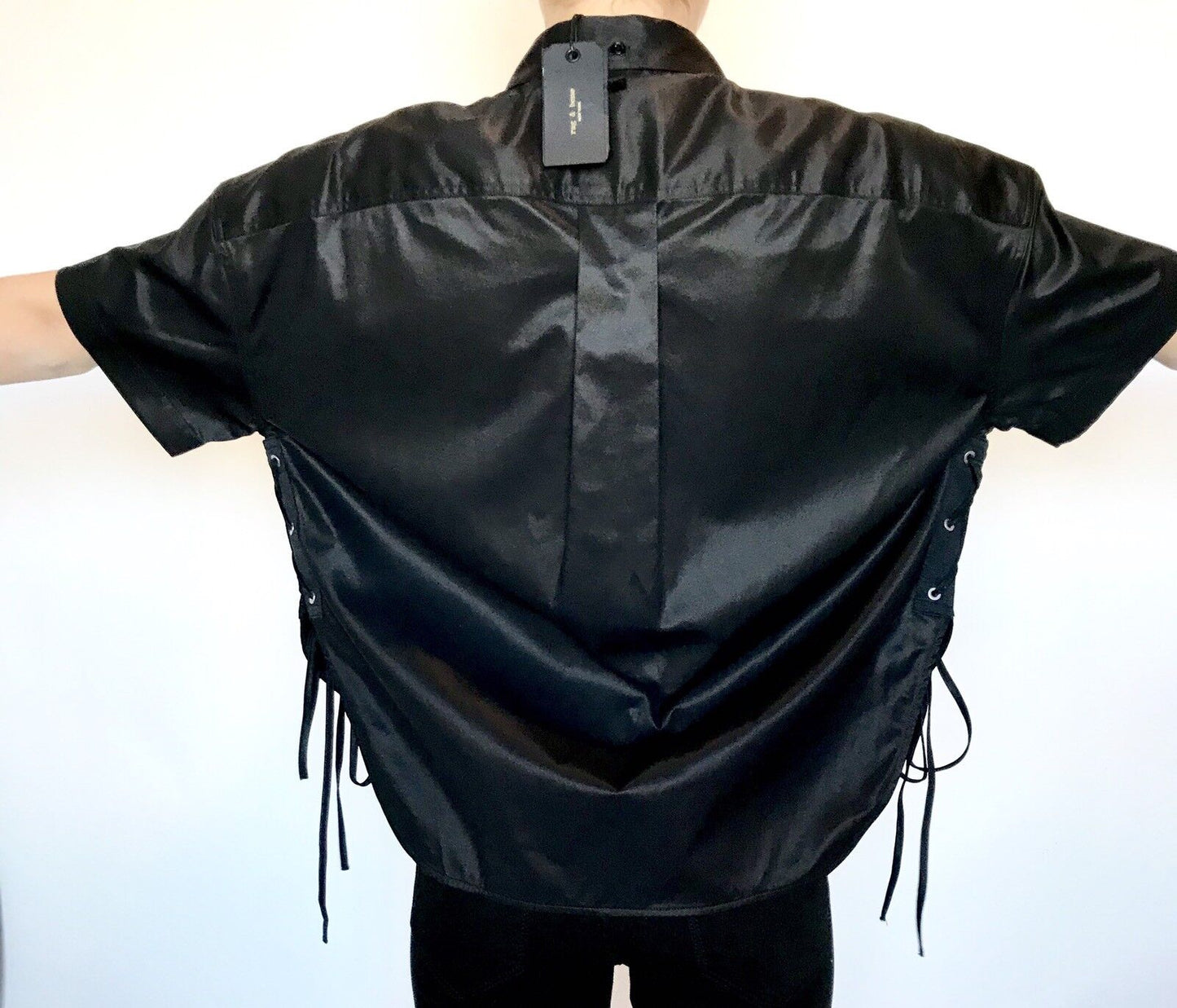 Rag And Bone Black Lace Up Side Mason Shirt. Size XS Retail $325 Price $148 NWT