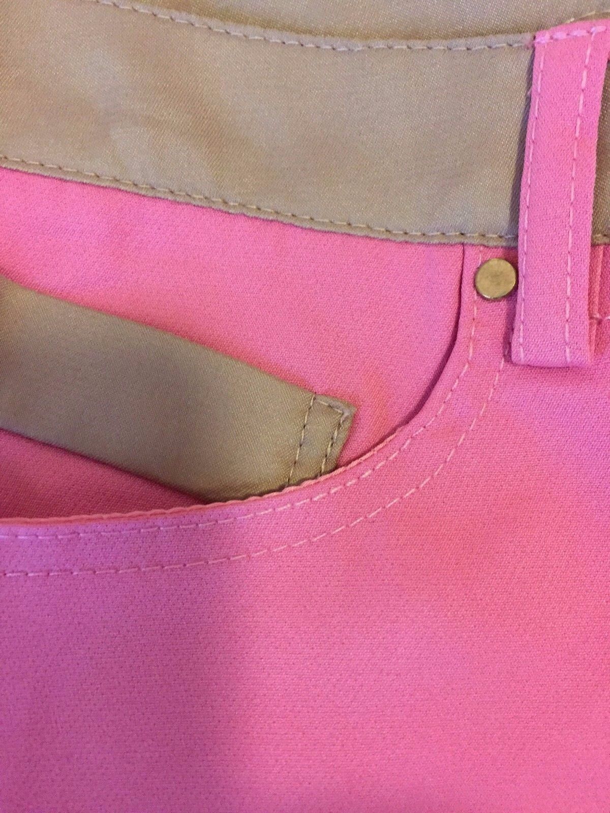 Carla Giannini Gold Italian Designer cropped tapered pink Pants NWT size M $25