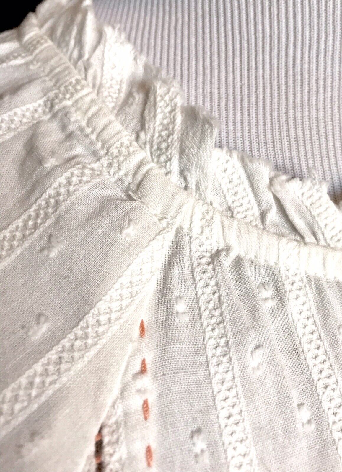 Sundance Alethia Off White & Coral LS Blouse. Retails $88 Price $48 NWT Size XS